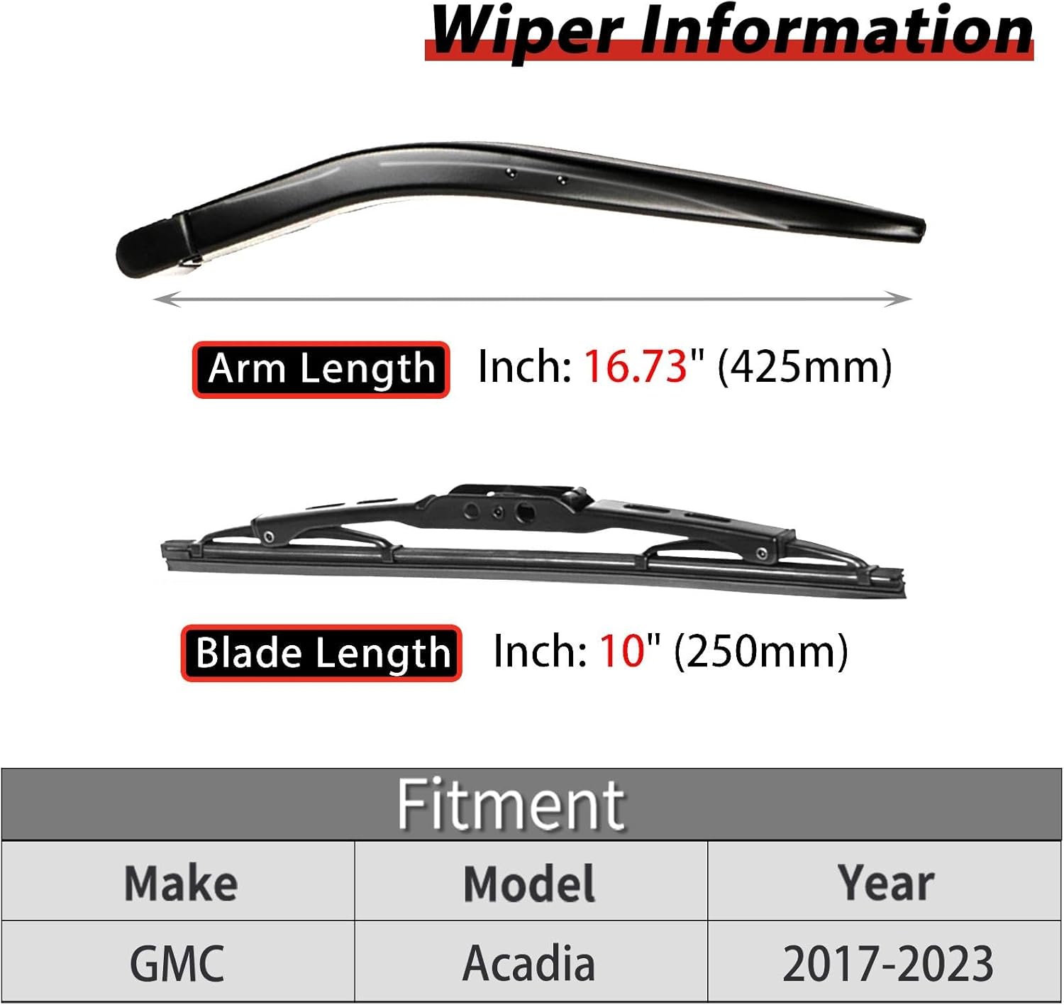 OTUAYAUTO Replacement for Genuine GMC Acadia 2017-2023 Rear Windshield Wiper Arm Blade Cover Assembly Factory OEM Style 23367394
