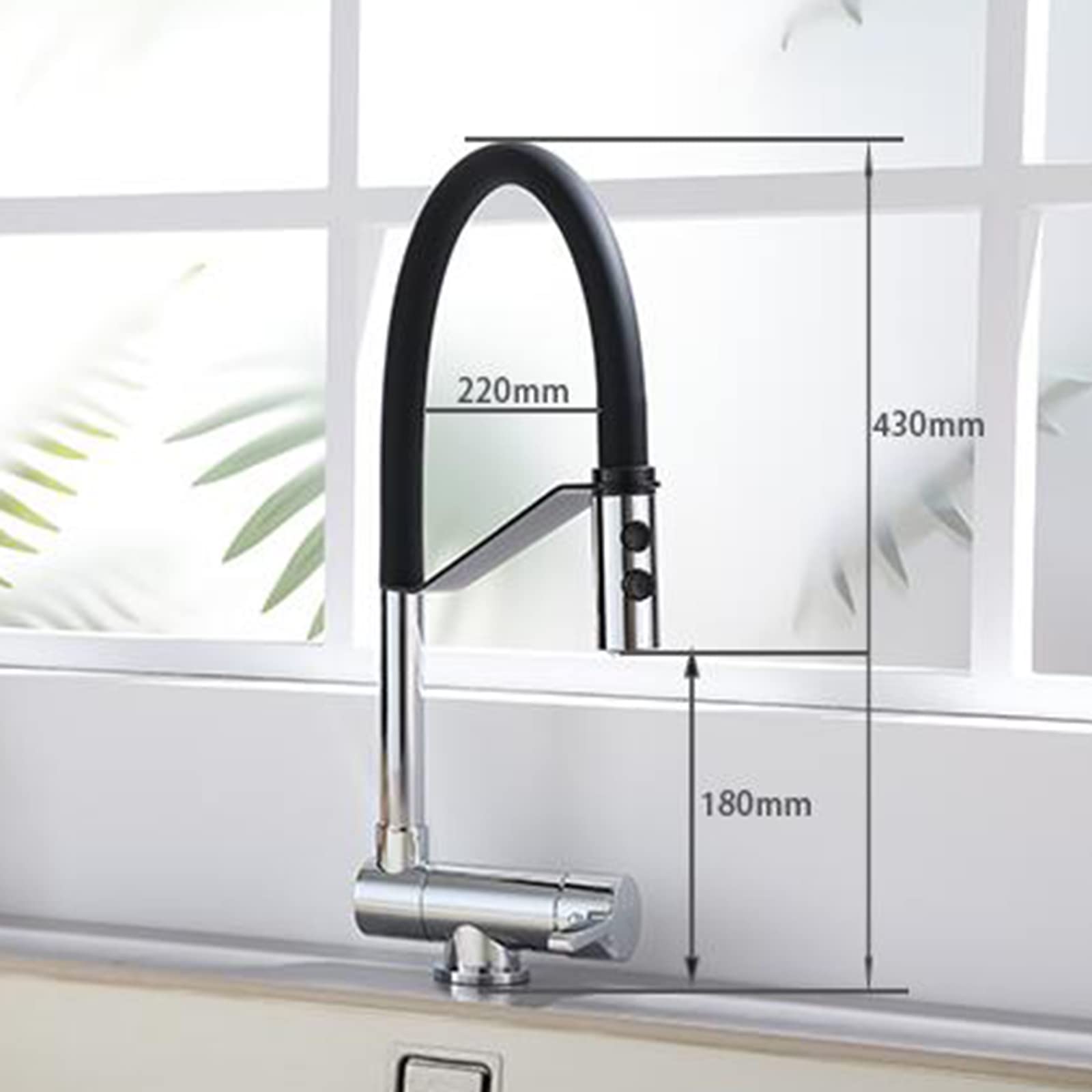 Mitigeur Cuisine Rabattable sous Fenetre, Robinetterie de Cuisine Pliable Pivotant Laiton Multifonction Robinet de Cuisine sous Fenetre-Noir