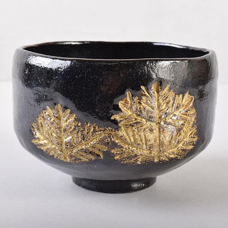 茶道具　若松文　黒楽茶碗　宗室　茶杓　三本　匙　一本　時代箱付　M　R8692B 茶道具 若松文 黒楽茶碗 宗室 茶杓 三本 匙 一本 時代箱付