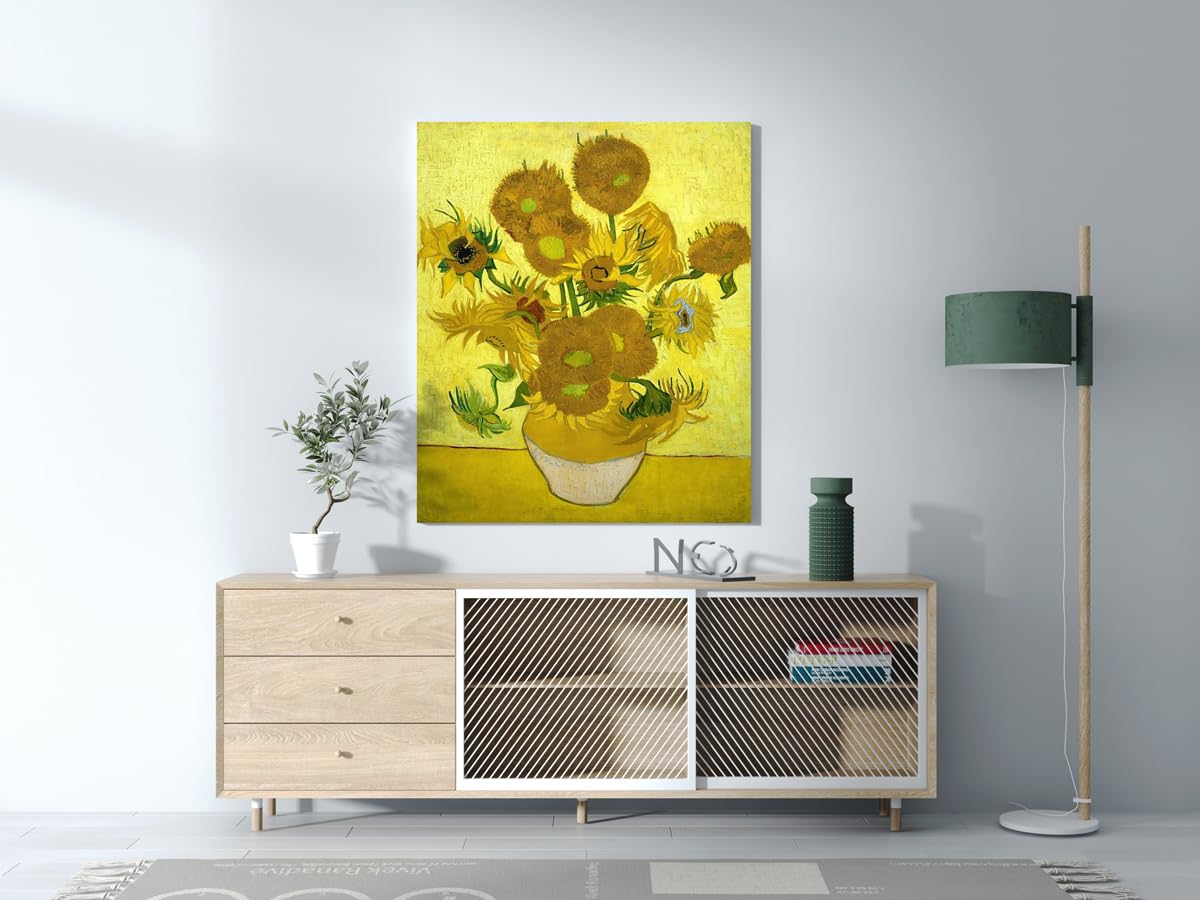 Girasoles | Vincent van Gogh | Post-impresionismo | Cuadro Canvas Wall Art | Impresion Giclee lienzo algodon puro | Bastidor 3cm | 55x75cm