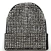 Eilova Orityle Shiny Bling Rhinestone Beanie Cap for Women Y2K Skull Beanies Winter Knit Snow Soft Hat Stretchy Ski Hats, Black Hat-gunmetal, One Size #1