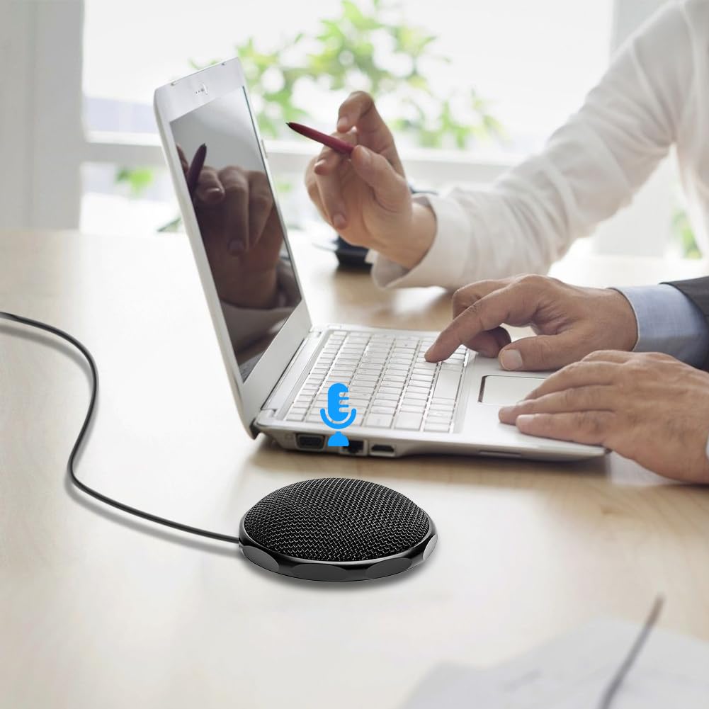 Tiiyee Microphone à Condensateur, USB Mini Micro Filaire Portable Dictée | Réunion Affaires Omnidirectionnel pour Ordinateur Bureau PC Enregistrement Conférence Téléphonique Streaming Gaming
