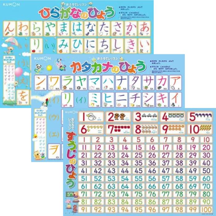 Amazon.co.jp: 3枚セット KUMON おふろでレッスン ポスター ひらがな