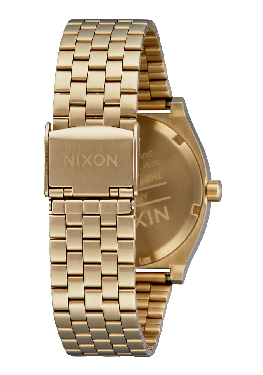Nixon Reloj analógico de Cuarzo para Hombre con Correa de Acero Inoxidable A045-5164-00, Champagne Negro-Rojo
