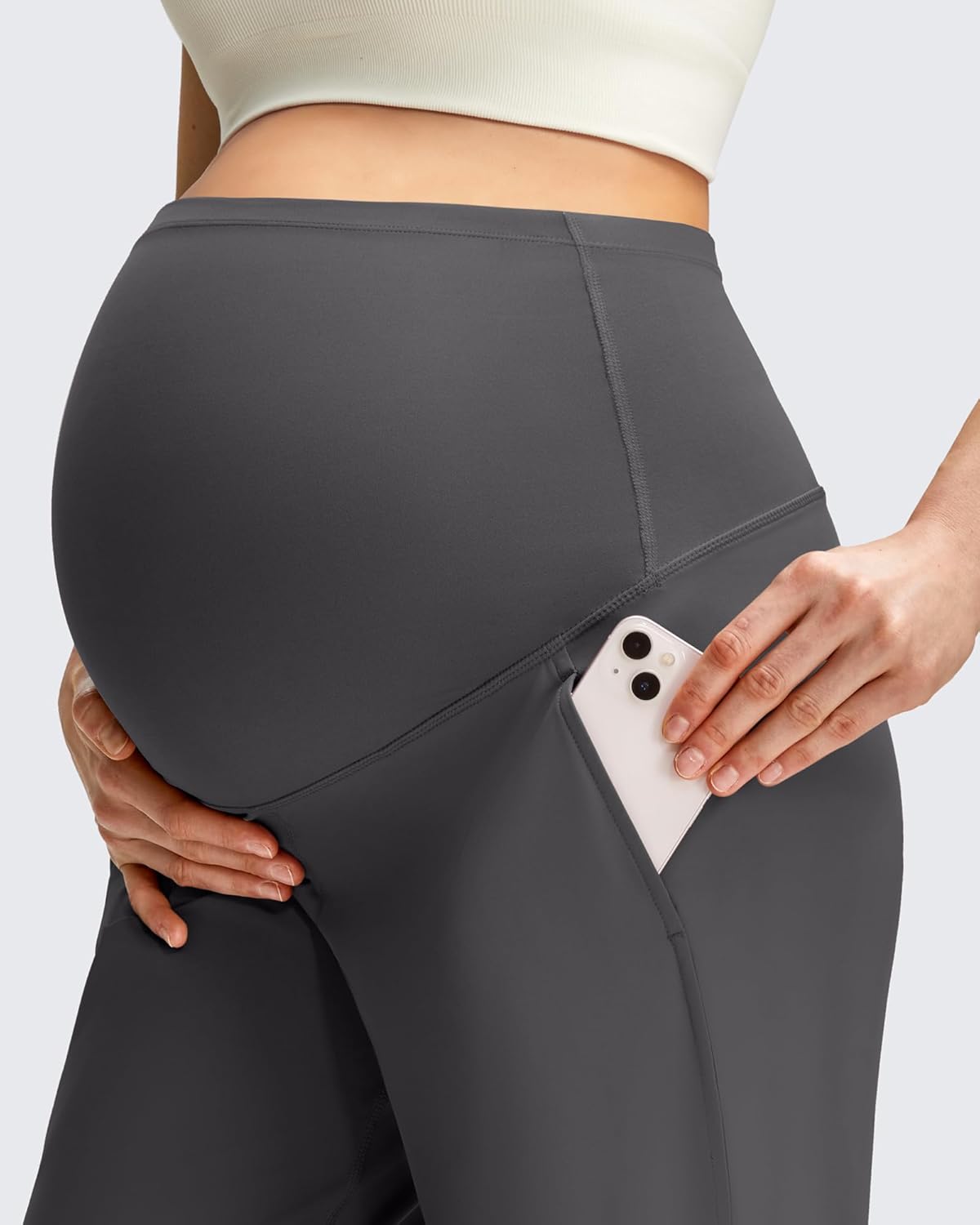 G4Free ShiftReady Maternity Work Pants with Pockets Over The Belly Pregnancy Wide Leg Dress Trousers - Image 2