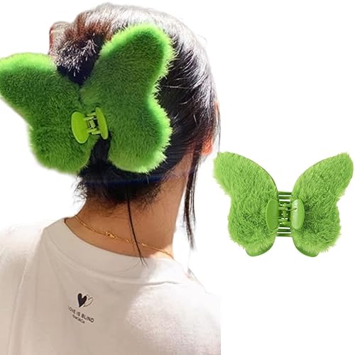 Brinie Pinzas de pelo de mariposa color beige pinzas de pelo de felpa esponjosas pasadores de captura de pelo pinzas de agarre para el cabello