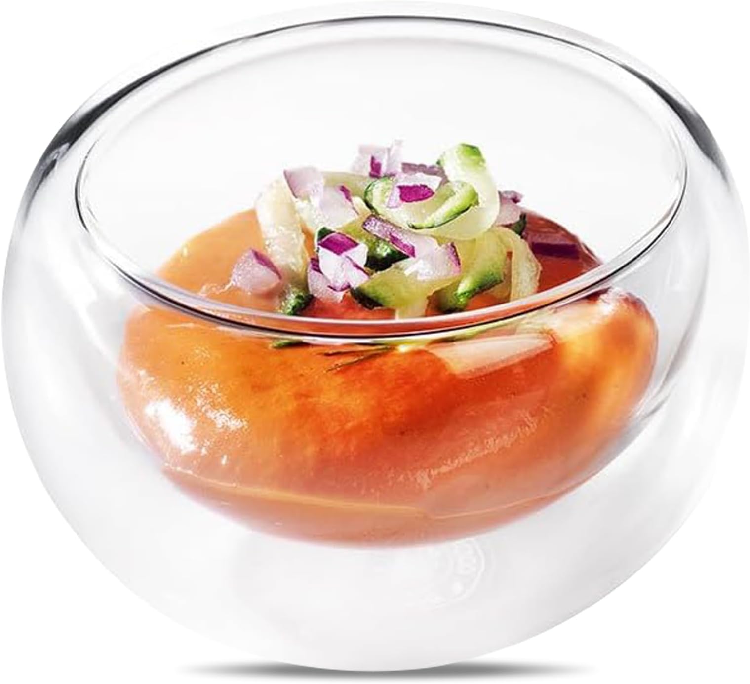 Premium Double Wall Clear Mini Bowl 1.5 Oz. | Pack of 6 | Ideal for Serving Small Appetizers, Hot & Cold Beverages, Desserts. Insulated Clear Mini Bowl