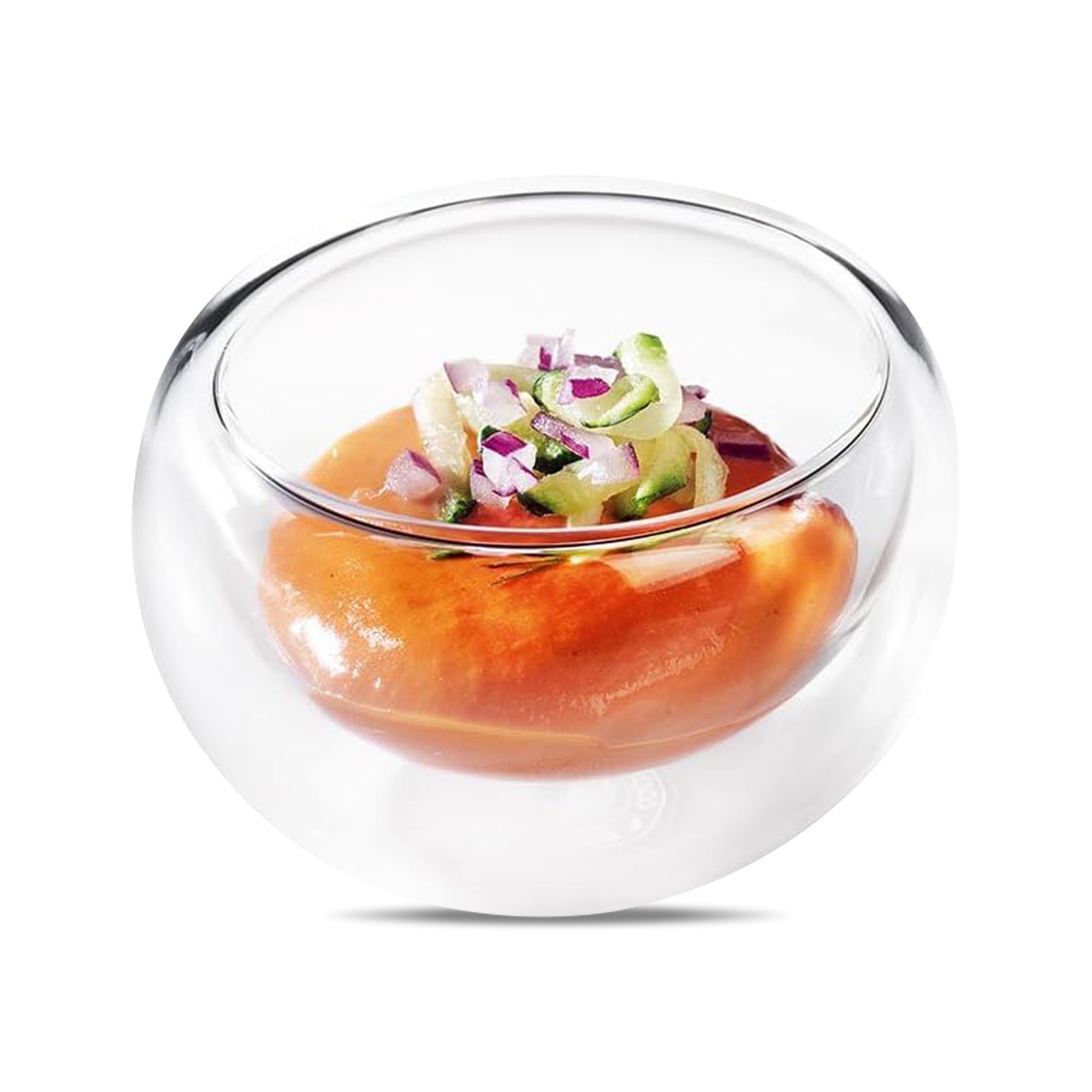 SWEET FLAVOR Premium Double Wall Clear Mini Bowl 1.5 Oz. | Pack of 6 | Ideal for Serving Small Appetizers, Hot & Cold Beverages, Desserts. Insulated Clear Mini Bowl