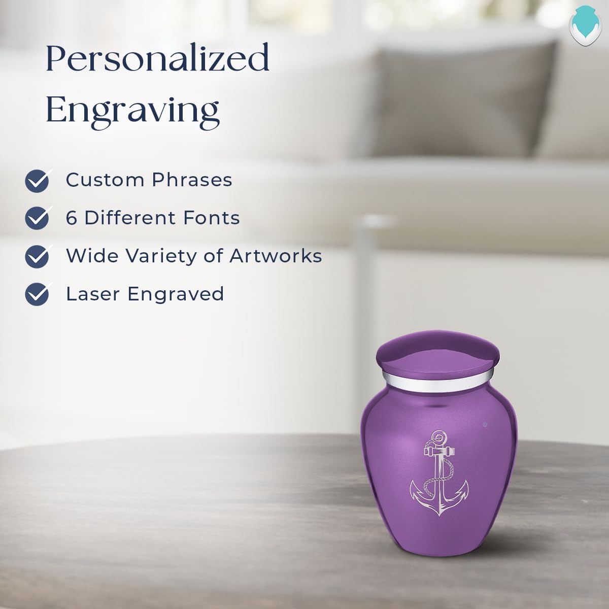 Geturns Embrace Keepsake Anchor Cremation Urns for Human Ashes I Purple Funeral Urn for Men and Women I 3.5 lbs