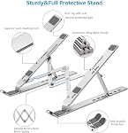 Leeboom Laptop Stand for Desk, Adjustable Foldable Aluminum Riser, Silver | Supports most 10-15.6 inch laptops and tablets with adjustable height and angle for improved comfort