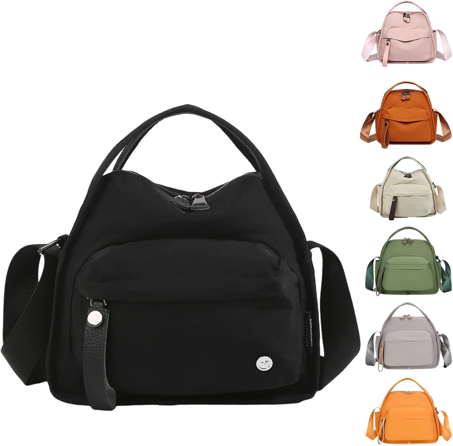 Shoulder Bag, Crossbody Shoulder Bag, Women Solid Zipper Nylon Handbag, Lightweight Large Capacity