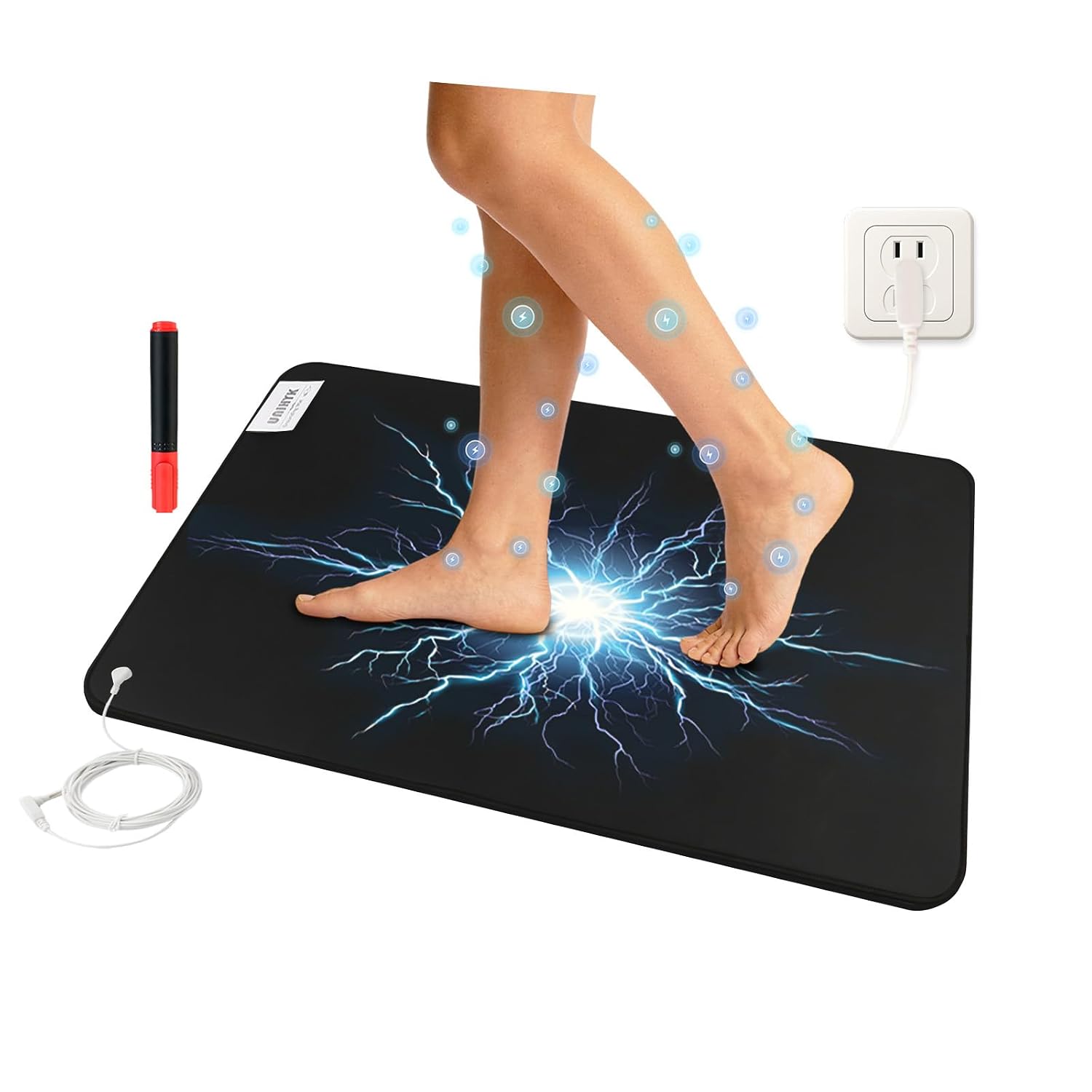 Grounding Mat,Relieve Inflammation and Pain, Promote Blood Circulation, Reduce Stress, Suitable for Various Occasions Such As Offices and Homes. 15 ft Grounding Wire and Conductive Test Pen(16"x24")