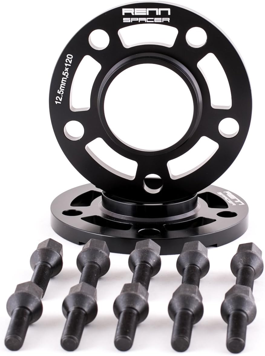 Renn Motorsport Wheel Spacers with Bolts Compatible with BMW F10 F22 F30 F32 F80 F82 2 Pieces 12.5MM
