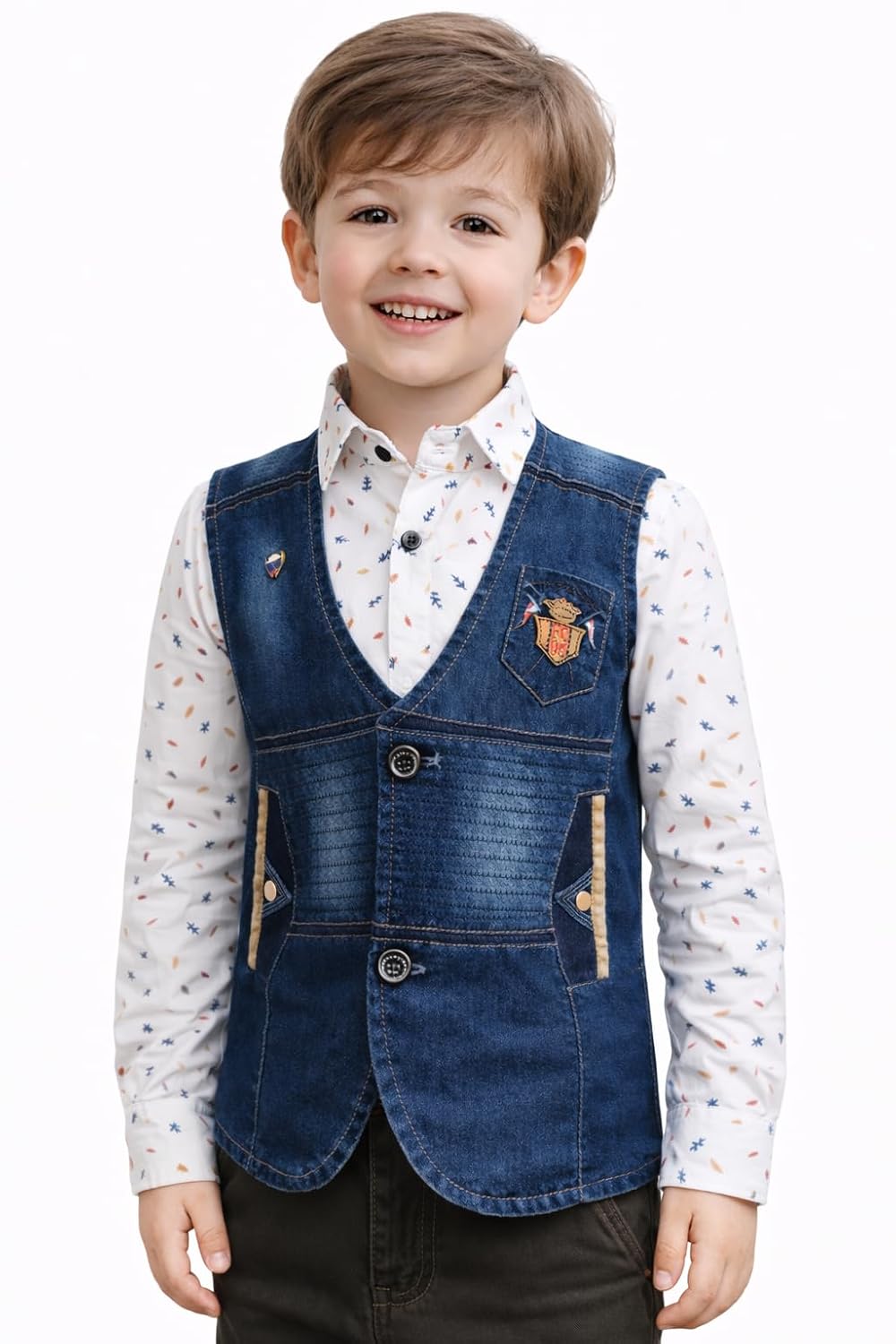 FRIENDY KIDS Boys 2-Piece Clothing Set | Denim Vest Jacket with Full Sleeve Printed Shirt | Stylish Party & Birthday Wear - Review, Price and Buying Guide
