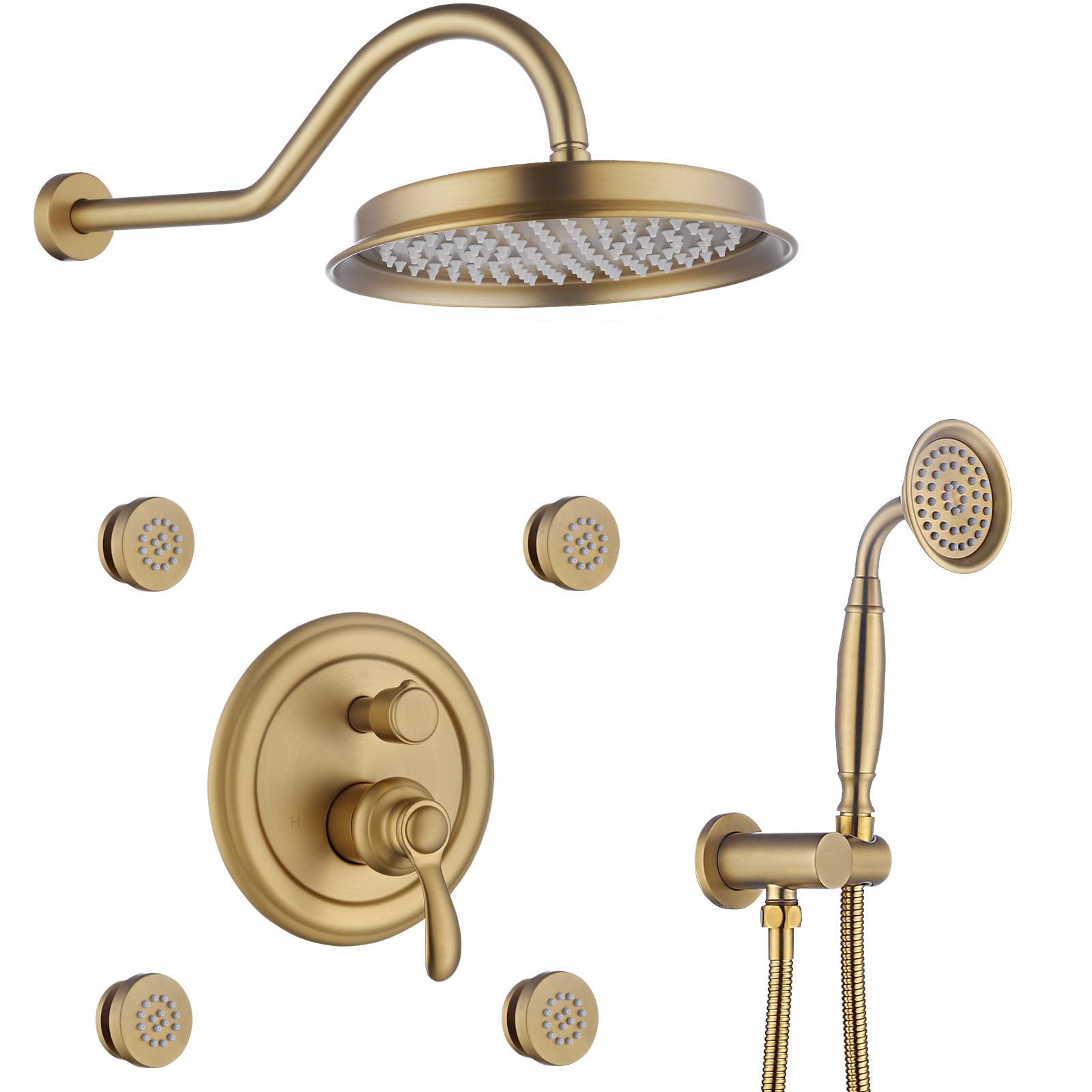 Buy Homekicen Brushed Gold Shower System Antique Faucet Set Complete