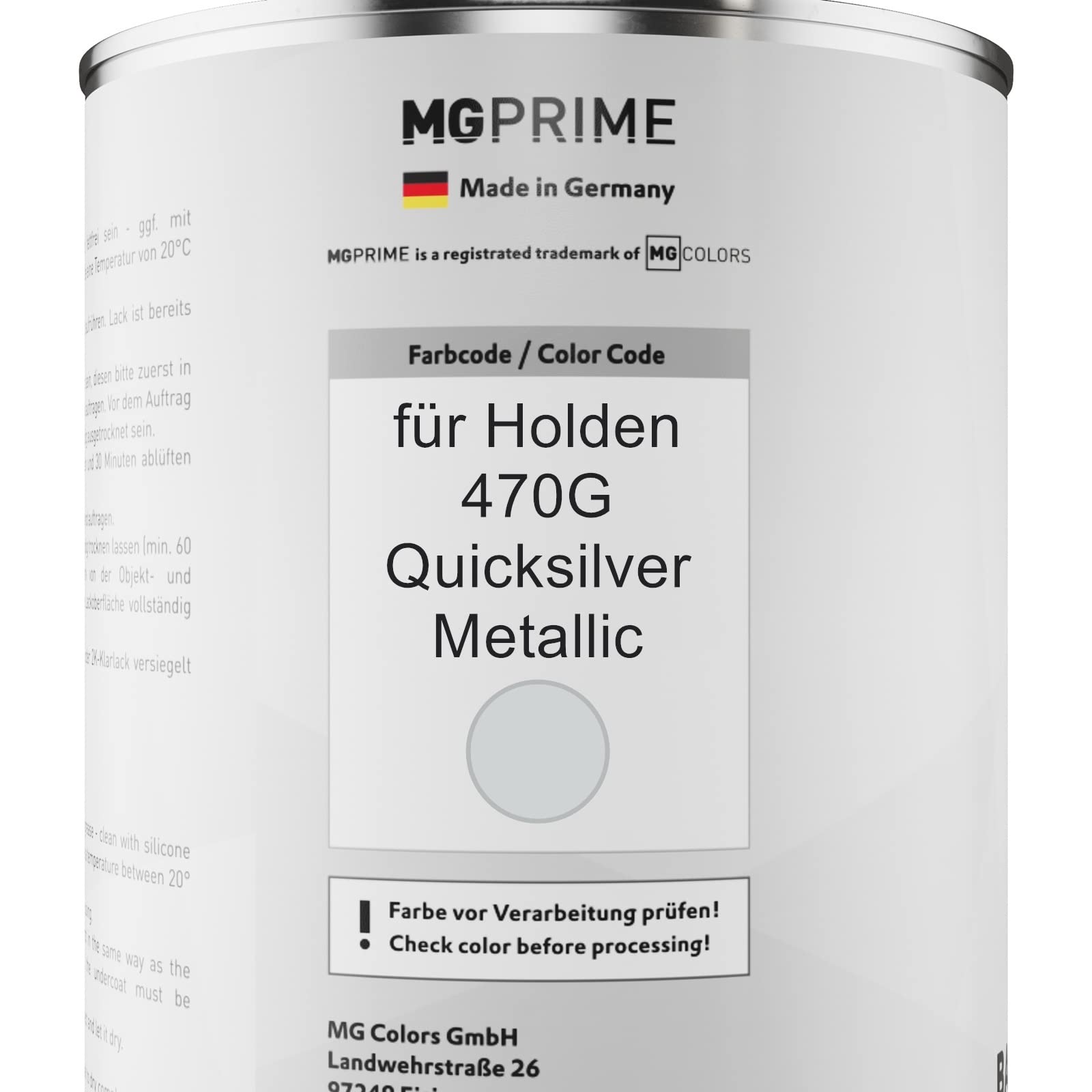 MG PRIME Lakier samochodowy Zestaw puszek dla Holden 470G Quicksilver Metallic Lakier bazowy 2K Utwardzacz do lakieru bezbarwnego gotowy do natrysku 2,5L