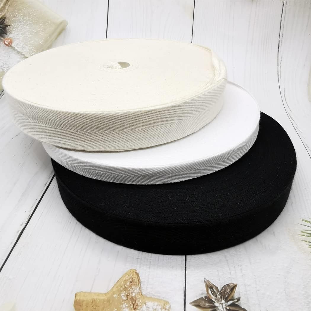 Nonmol Cotton Twill Tape 1/2 Inch Wide 50 Yard Soft Natural Herringbone Cotton Webbing Roll forDIY Craft Making (1/2 inch,50 Yards, Black)