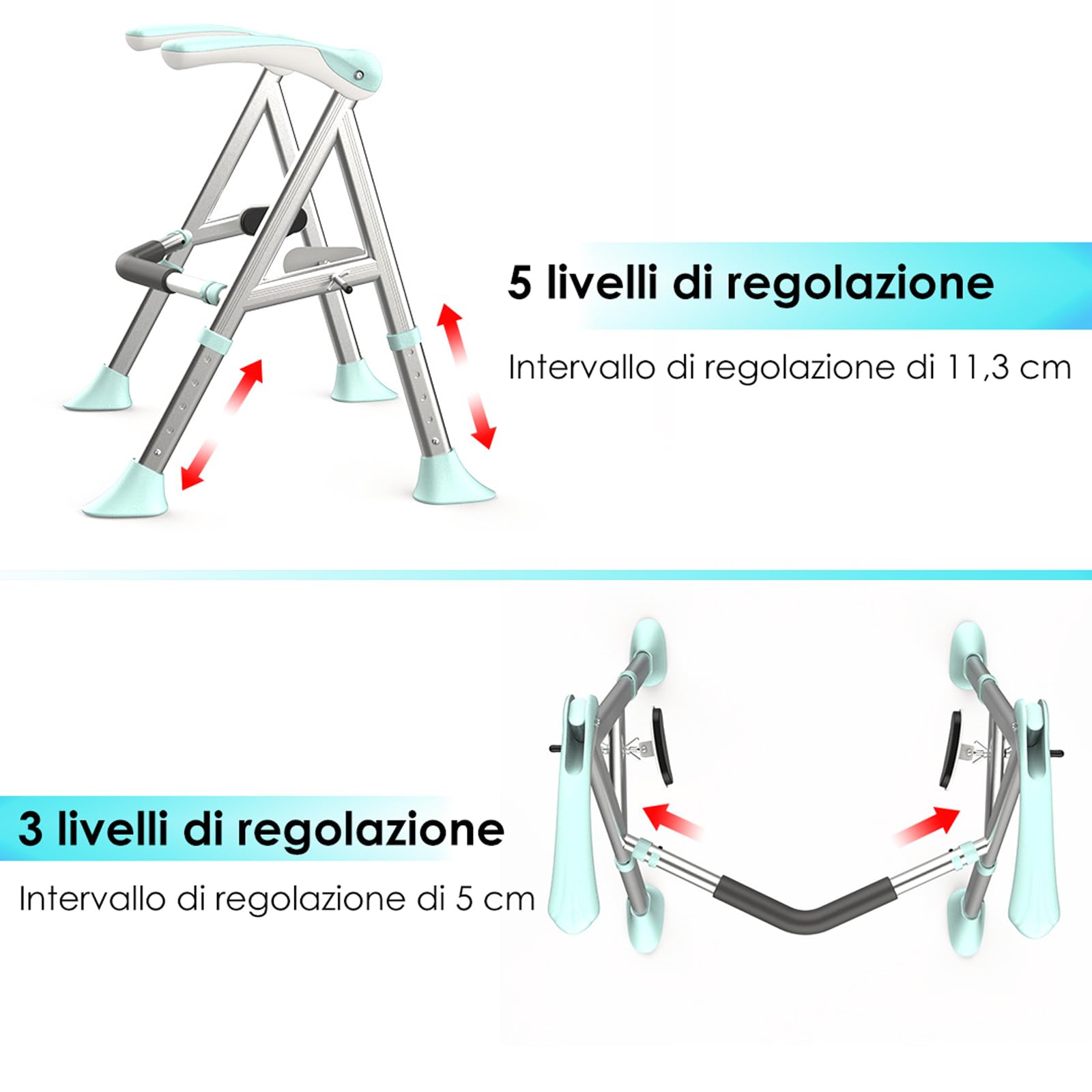 Barre Di Sicurezza Per WC Disabili,Sostegno Di Telaio Di Sicurezza Per Wc Per Anziani,Nessun Foro Di Perforazione,Altezza E Larghezza Regolabili,Lega Di Alluminio, Facile Da Installare (Ci)