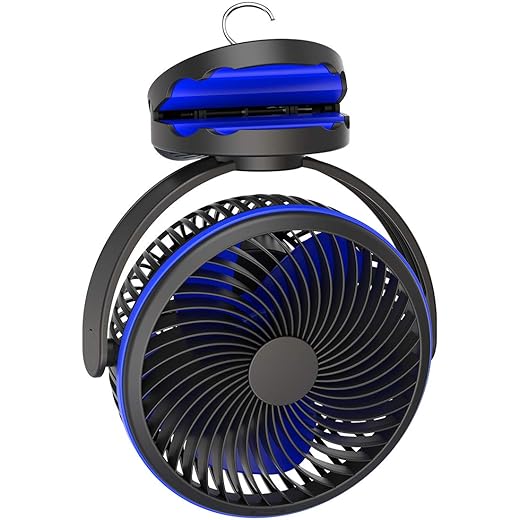10000mAh Battery Operated Clip On Fan, Rechargeable Fan with 40H Working Time, 7” USB Desk Fan with Timer, 4 Speeds, Hanging Hook for Tent, Stroller, Camping, Table, Treadmill, Golf, Outdoor