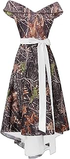 Womens Off The Shoulder Camo Wedding Dress High Low Formal Evening Gowns Cocktail Party