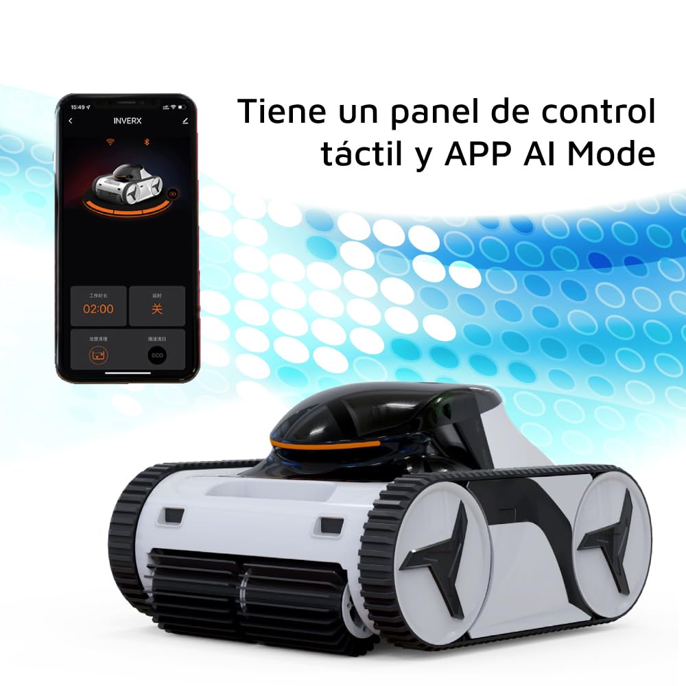 PQS - Robot Limpiafondos Automático de Piscina Inverx 60 - Funciona sin Cables con Batería - Piscinas de hasta 20 x 6 Metros