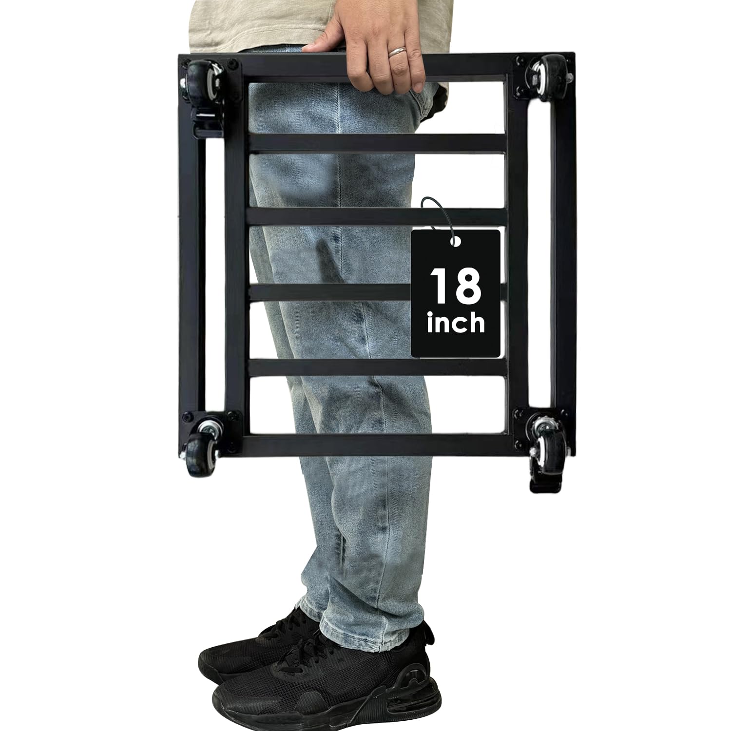 Kwadratowy stojak na rośliny z kółkami, 45 cm, wytrzymały, duży, metalowy pojemnik na rośliny, do użytku wewnątrz i na zewnątrz, wózek na kółkach z kółkami przemysłowymi, odporna na rdzę