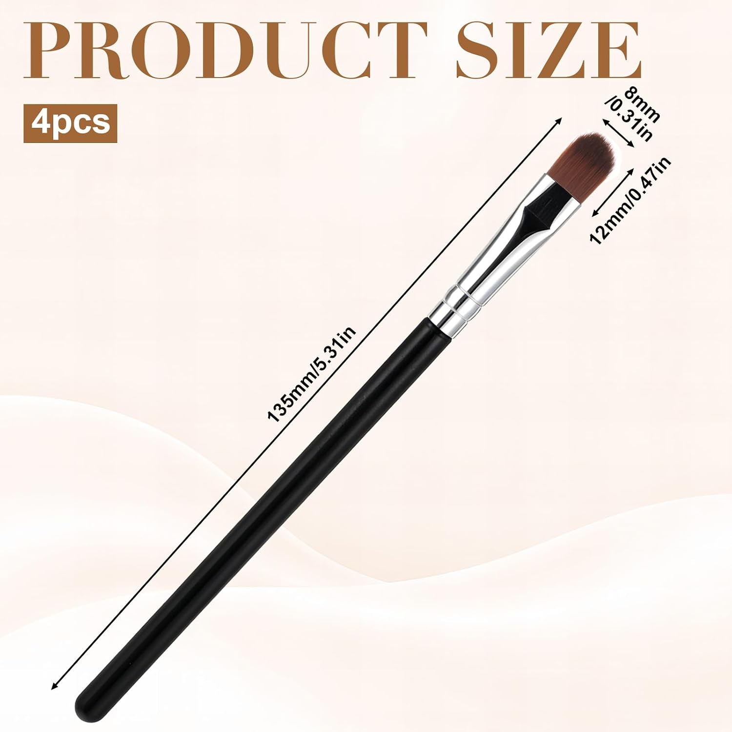 4 PCS Flat Makeup Brush Under Eye Flat Concealer Brush for Eyebrows Eyeshadow Applicators Brushes for Makeup Blending Powder Cream Highlight