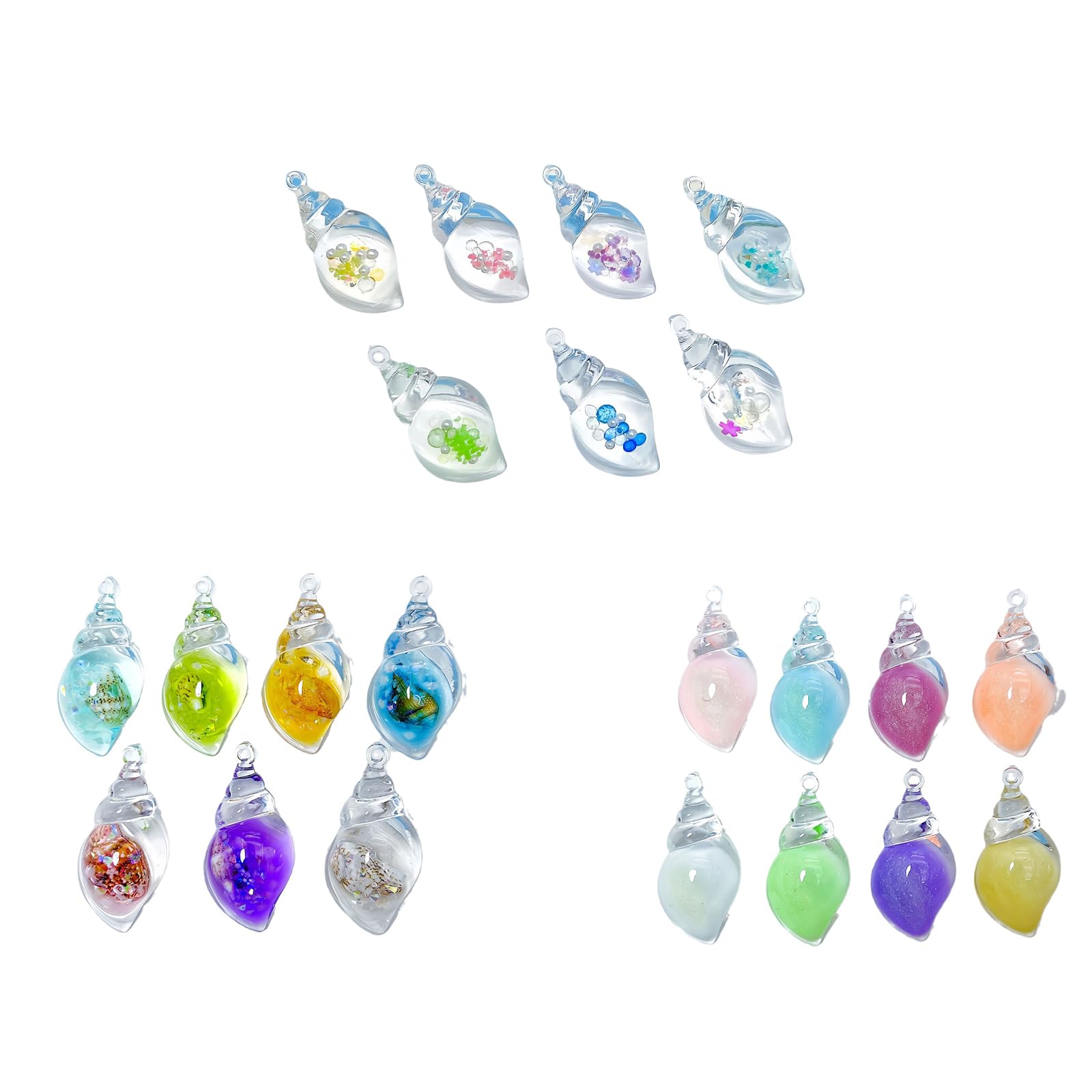 Ucubwfu 22pcs DIY Accessories, String Parts, Keychain Accessories, Handmade Glow-in-The-Dark Conch Jewelry Accessories, Acrylic drip Conch Jewelry