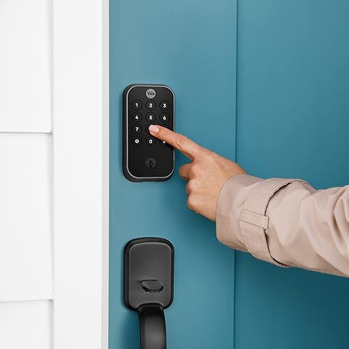 Miniatura 9 de Yale Assure Lock 2 - Cerradura de puerta con código de teclado de gamuza negra con onda Z y llave de respaldo para puerta de entrada delantera o