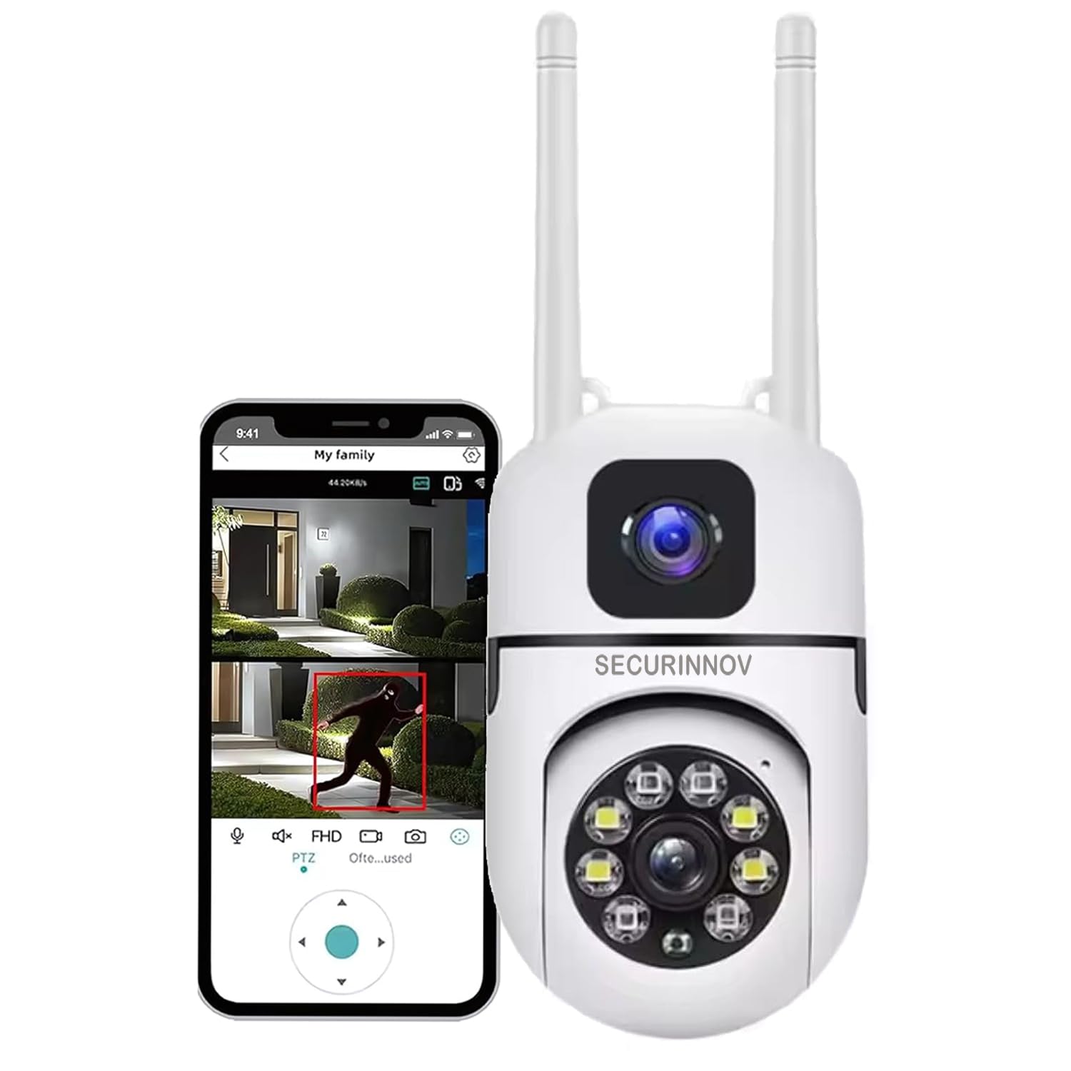 securinnov 4+4MP Smart WiFi PTZ CCTV Camera for Home Indoor | 360° View | Color Night Vision | Motion Detection | Two-Way Audio | Wireless Security Camera with Mobile App V380 Pro-image-8