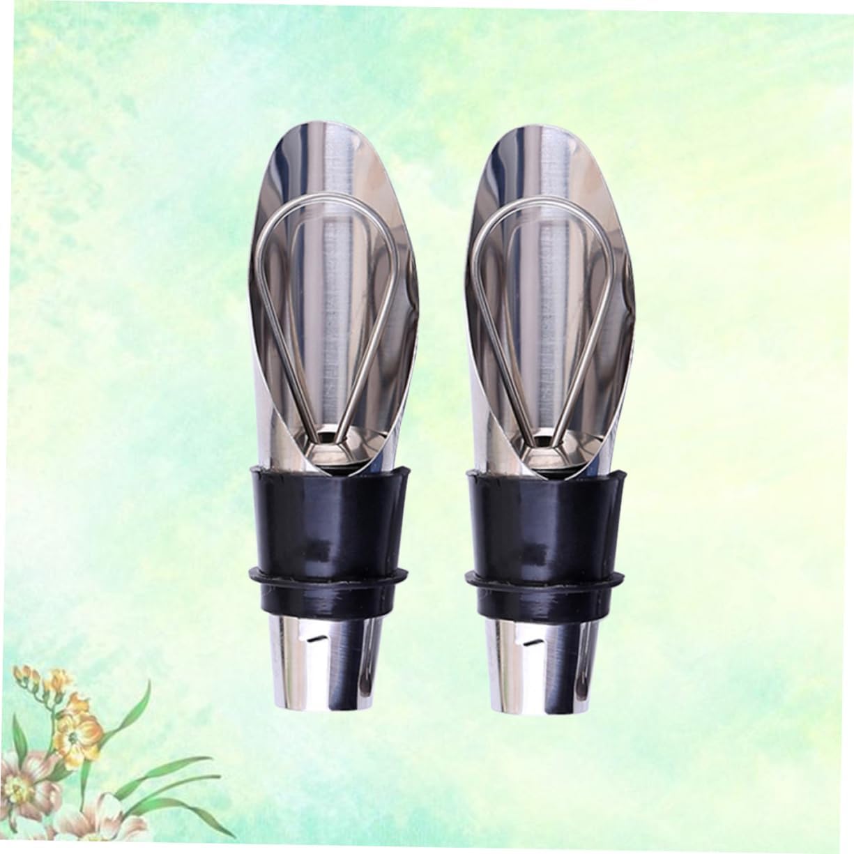 Set of 2 Wine Bottle Stoppers Aerator Stainless Steel Wine Pourer Airflow Design for Smooth Pouring