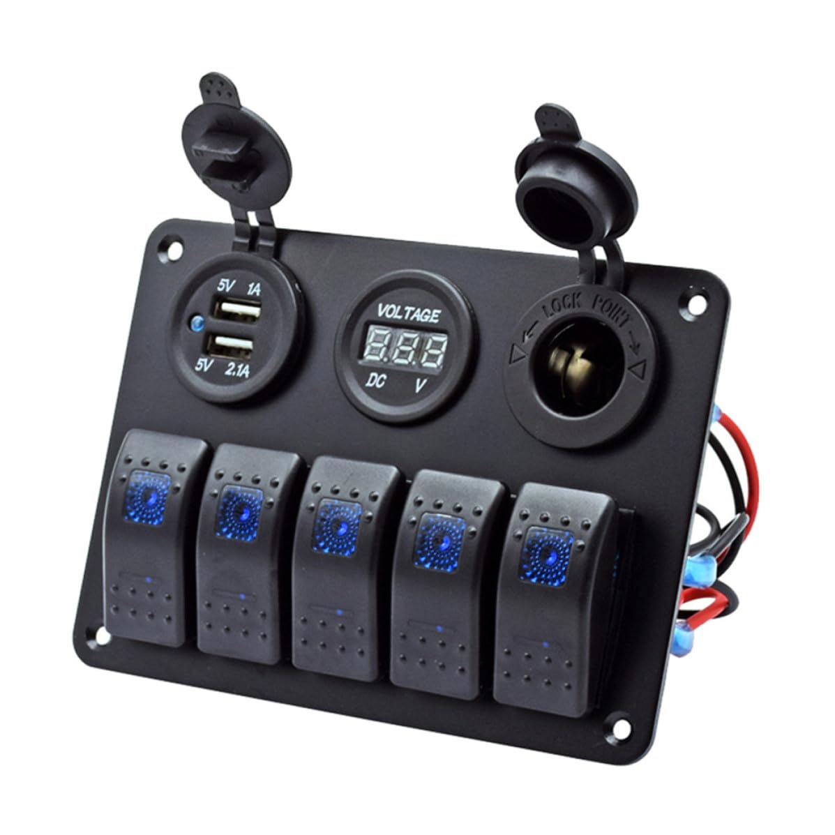 Pannello Interruttori per Imbarcazioni 5 Posti 12v 24v | Protezione Sovracorrente, Struttura Robusta, per Veicoli e Imbarcazioni, Abs, LED e Rame