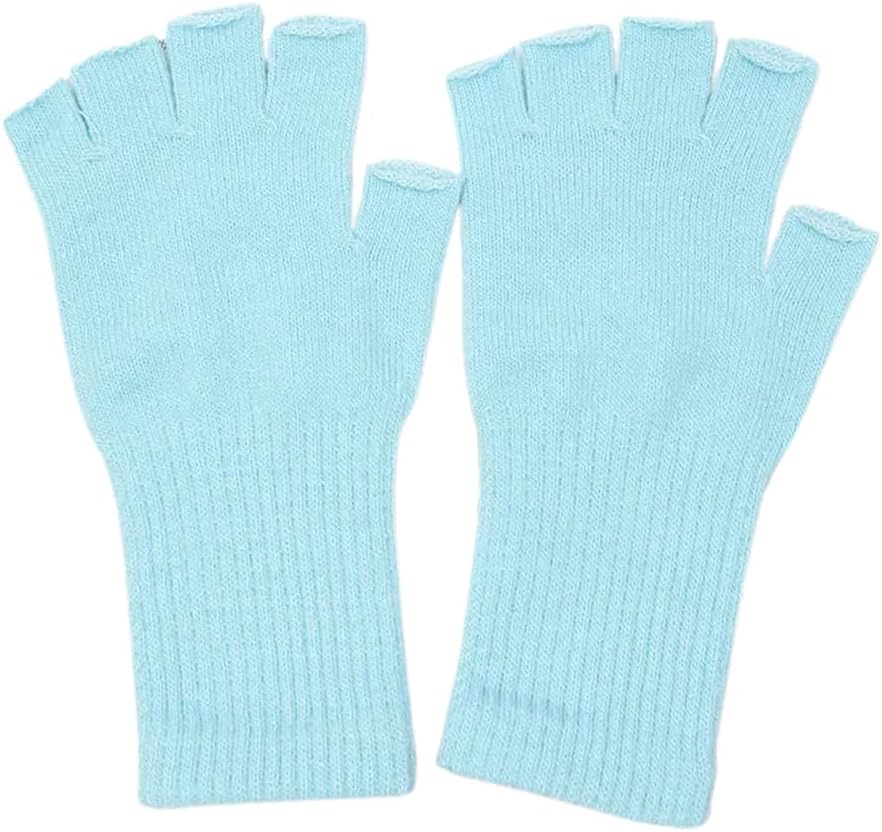 ECYC Unisex Knitted Fingerless Gloves, Plush Knit Half Finger Glove Autumn Winter Warm Mittens Gloves for Men Women