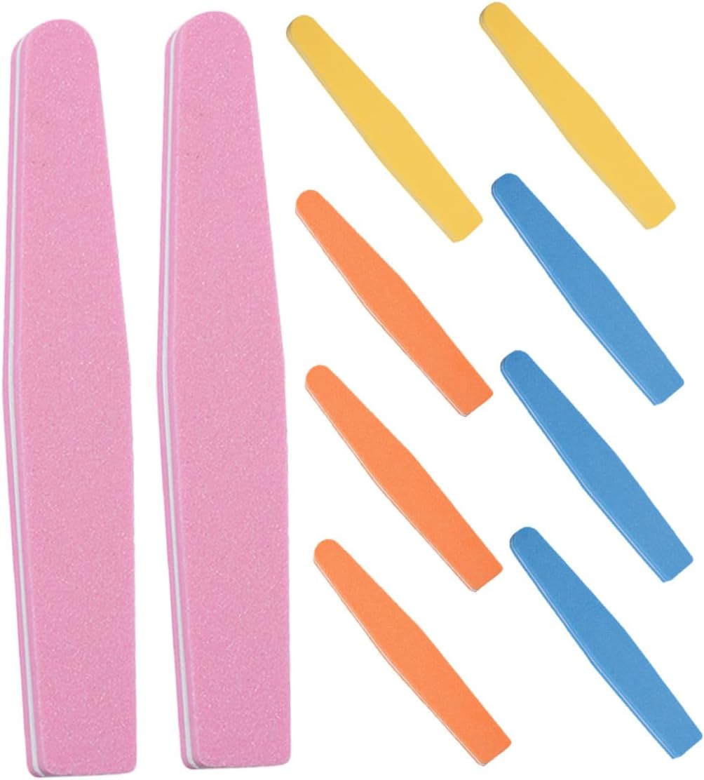 10Pcs Nail File Strips Pedicure Tools for Salon and Home Use Washable Sponge Buffing Files with Multiple Grits for Shaping and Polishing Nails Portable Household Care Kit