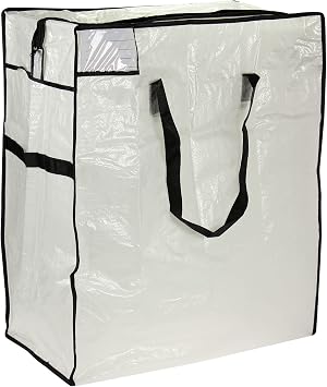 Household Essentials Medium Storage Bag, Clear Polyethylene with Black Trim