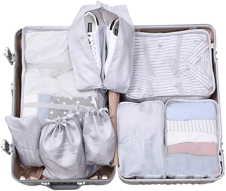 Split Underwear Storage Bag Set of 8pcs Luggage Organiser Waterproof Clothes Storage Bags Cubes Travel Organizers Luggage Compression Pouches Travel Sorting Bag Set (Color : Blue Size : Free Size) (G