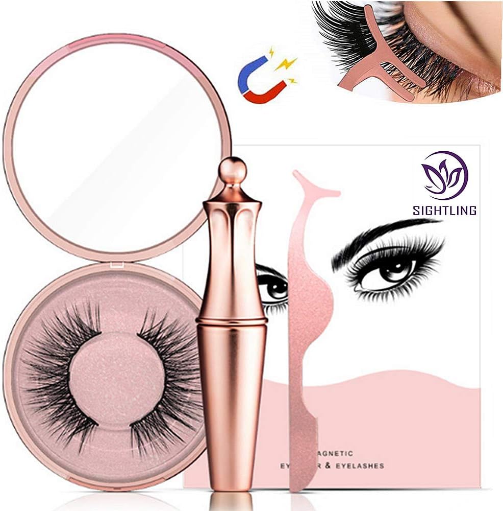 SIGHTLING Magnetic Eyeliner Magnetic Eyeashes Kit Waterproof Long Lasting Eyeliner False Eyelashes Magnetic Eyeliner (Diamond-5)