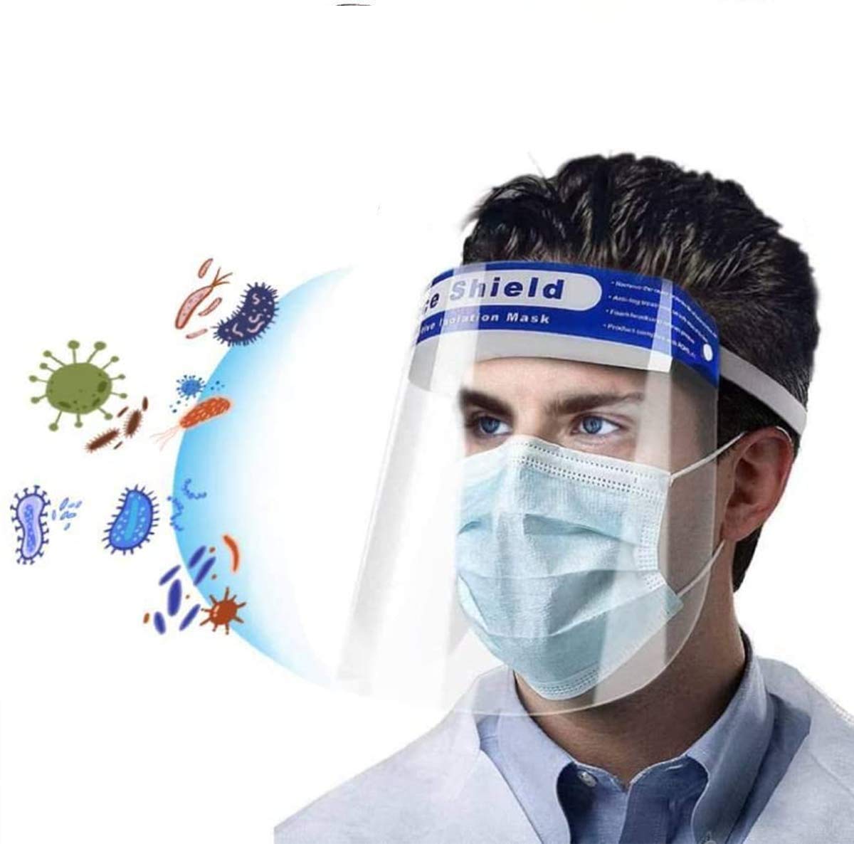 6 Pcs Safety Face Shield Full Protection Cap Wide Visor Resistant Spitting Anti-Fog Lens, Lightweight Adjustable Transparent Face Shield for Men Women