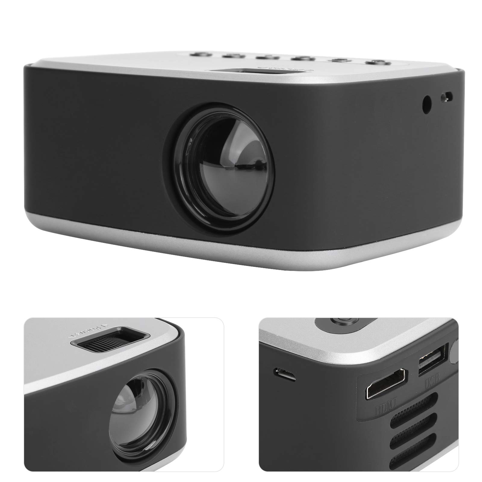 Videoproiettore 1920x1080p Portatile, Mini Proiettore Home Theater HD con Luce LED per Smartphone/PC/TVBox/Laptop / (Spina europea 100‑240 V)