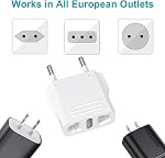 Travel Adapter, 4 Pack of US/CA to European Plug Adapter Travel Power Plug Universal Power Jack Wall Plug Converter (White-4pack)