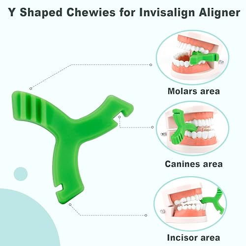 Miniatura 3 de DLENP - Masticables para alineador Invisalign, 4 unidades masticables en forma de Y para bandejas de alineador de asiento de ortodoncia para