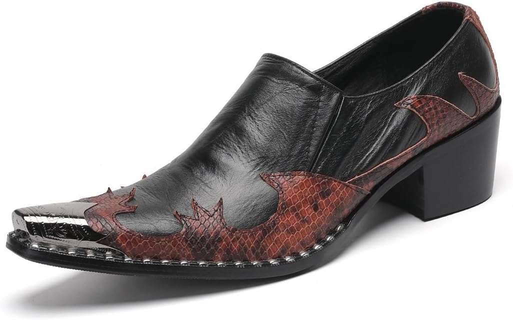 Men Oxford Formal Dress Shoes Slip On for Show Genuine Leather
