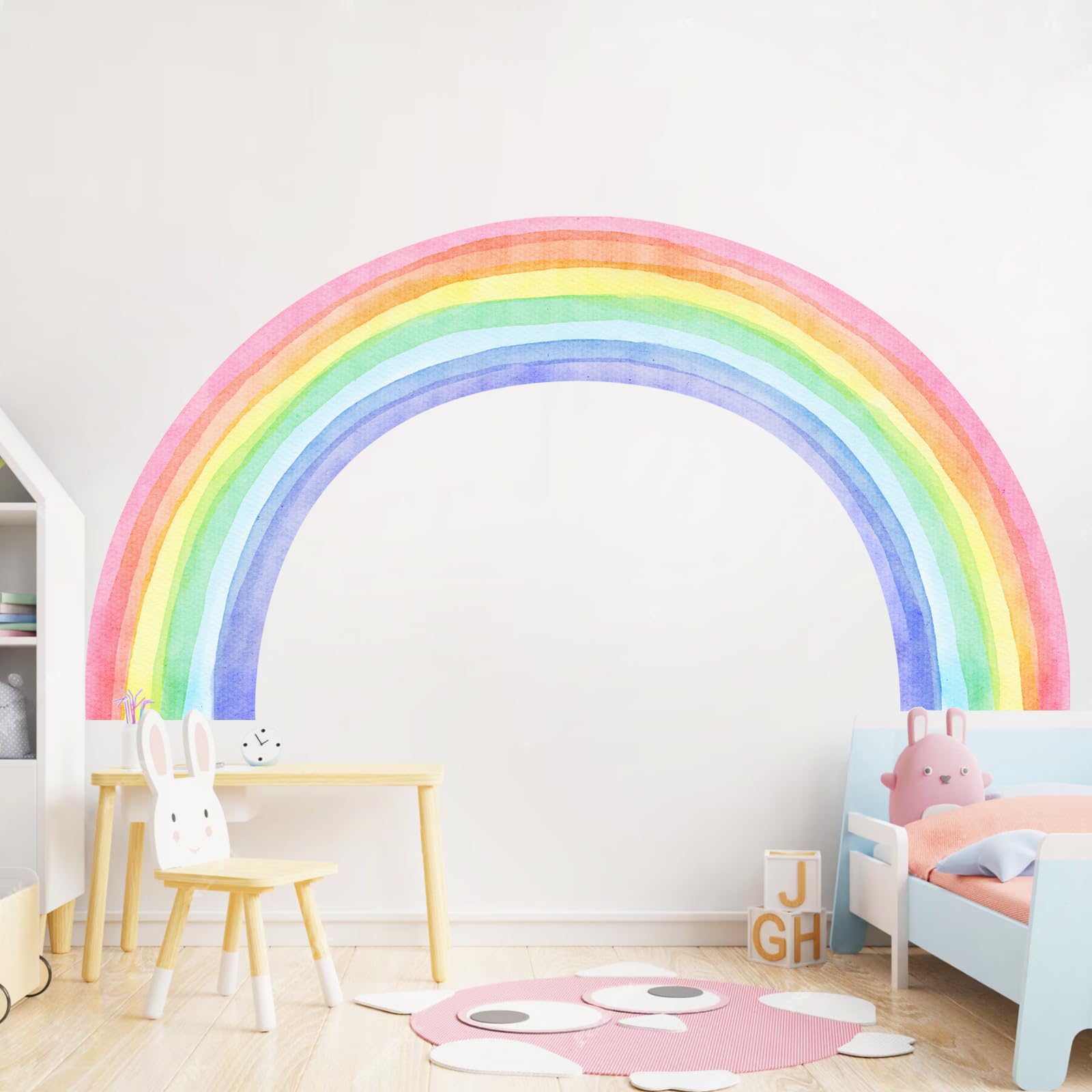 Supzone Pegatinas de Pared Arco Iris 210x108CM Grande Vinilos Decorativos Mural de Acuarela Adhesivos Pared para Dormitorio Niños Guardería Sala de Estar Sala de Juegos