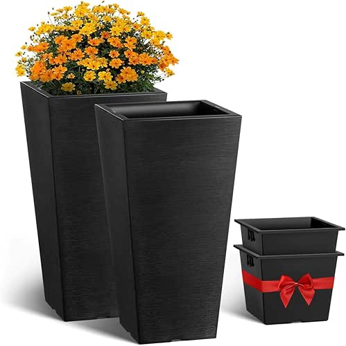 VEVOR Set of 2 Tall Outdoor Planters 22inch, Large Planters