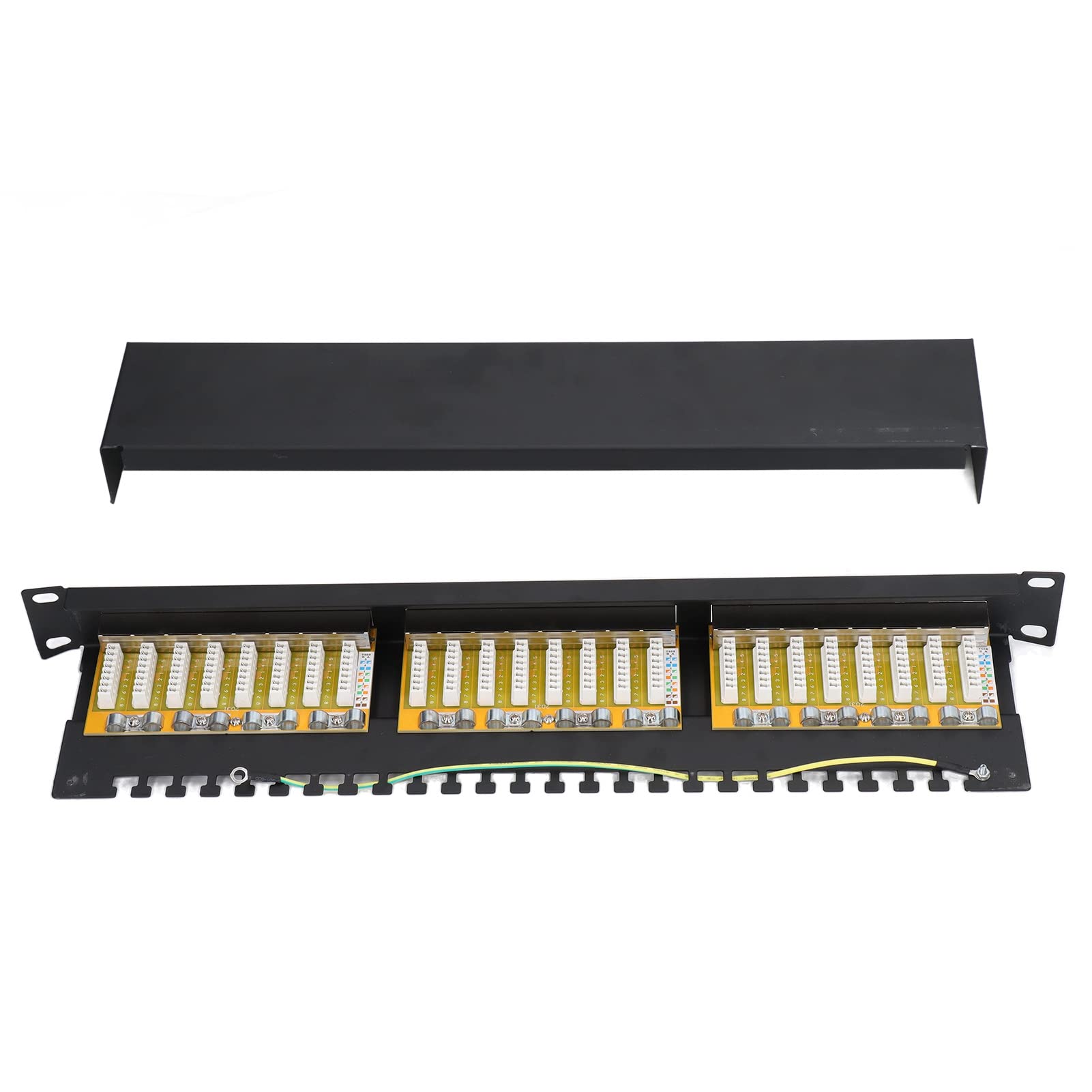 Fafeicy Câble de Panneau de Brassage 24 Ports Coupleur blindé Cat6 RJ45 Réseau Passant Via Ethernet en Ligne, Longue Durée de Vie, Installation Facile, Gestion des Câbles, Excellent Matériau pour