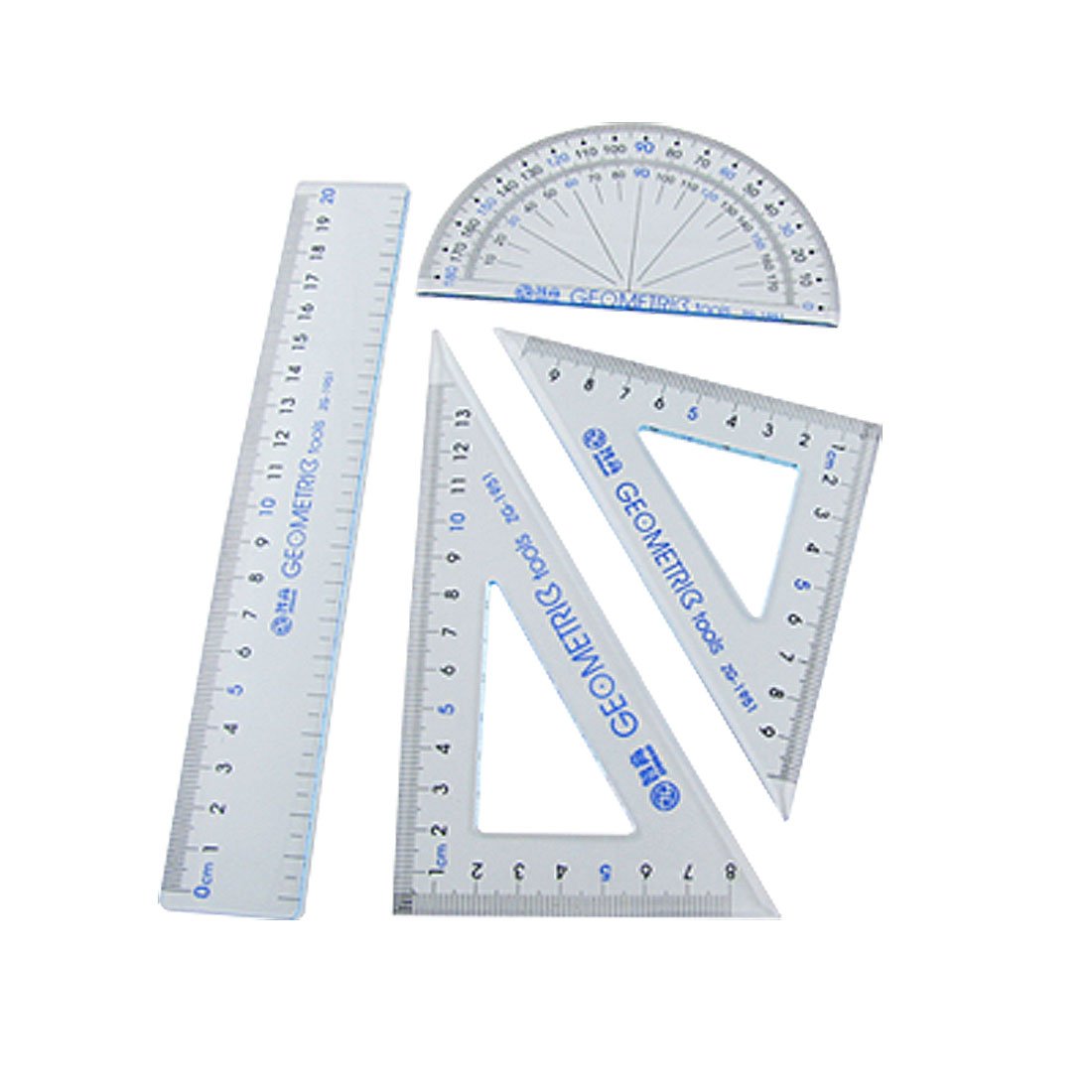 Set Righelli E Goniometro - 5 Pezzi In Plastica Trasparente Per Scuola - Foto 14