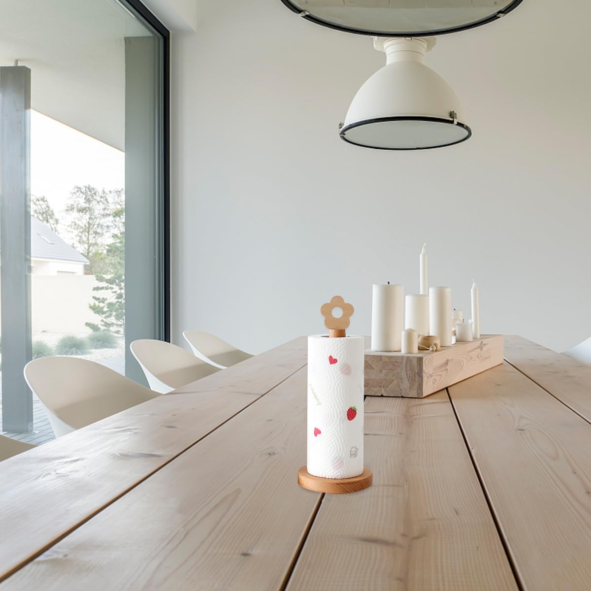 Portarotolo Verticale in Legno per Carta da Cucina Creativa