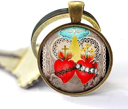 Miniatura 2 de Corazón Sagrado Religioso Espiritual Católico Religión Jesús Fe Joyería Llavero Cristal Foto Joyería, bronce