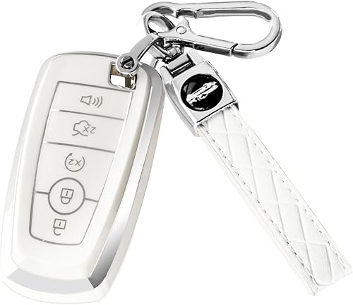 Miniatura 17 de Funda para llavero Ford con llavero, funda protectora para Ford Explorer Fusion Escape Edge Expedition Maverick Mustang Bronco F150 F250 F350 F450