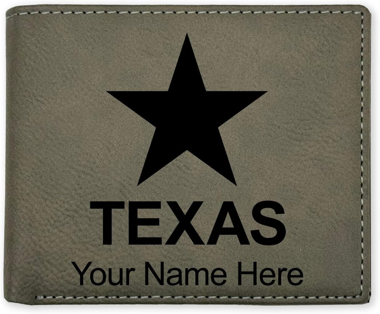 LaserGram Personalized Wallet, Flag of Texas (Gray)